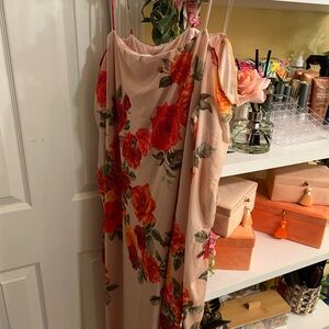 Fashion Nova Floral Midi Dress - Red and Pink